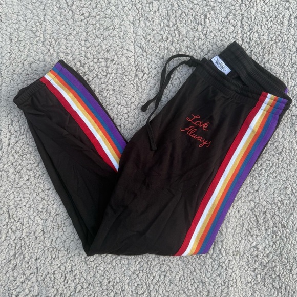 Lauren Moshi Pants - Lauren Moshi rainbow joggers “Love always”